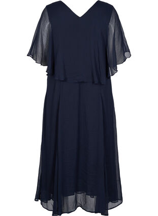 Midi-jurk met korte mouwen en v-hals, Navy Blazer, Packshot image number 1
