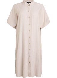 Shirtjurk in linnen en viscose met korte mouwen, Beige