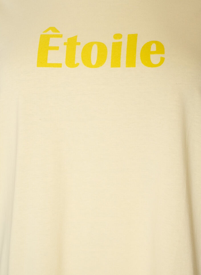 T-shirt van biologisch katoen met velourstekst, Geel, Packshot image number 2