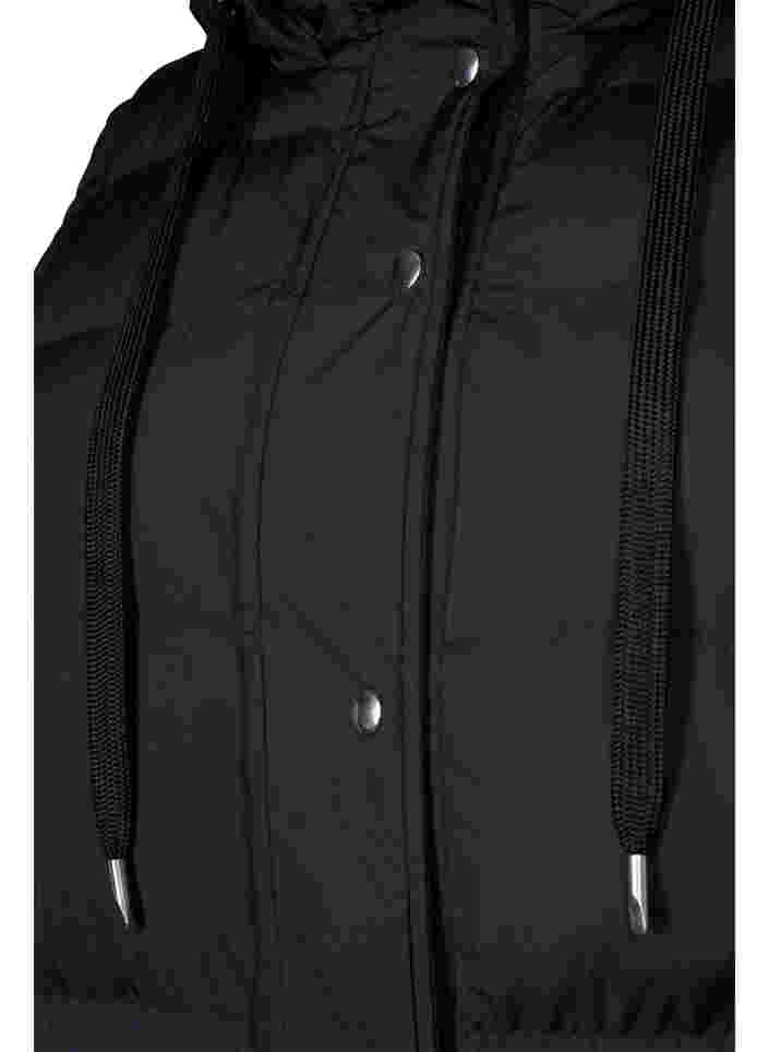 Lang vest met capuchon en knoopsluiting, Black, Packshot image number 2