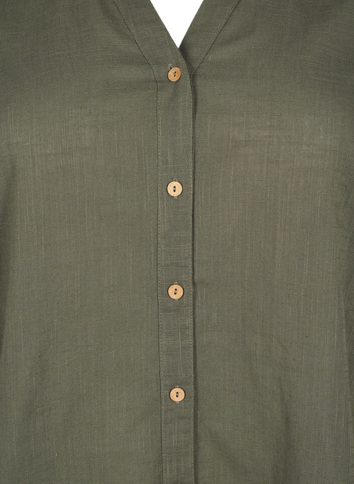 Katoenen blouse met een V-hals, Groen, Packshot image number 2