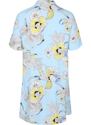 Lange viscose blouse met bloemenprint, Light Blue AOP, Packshot image number 1