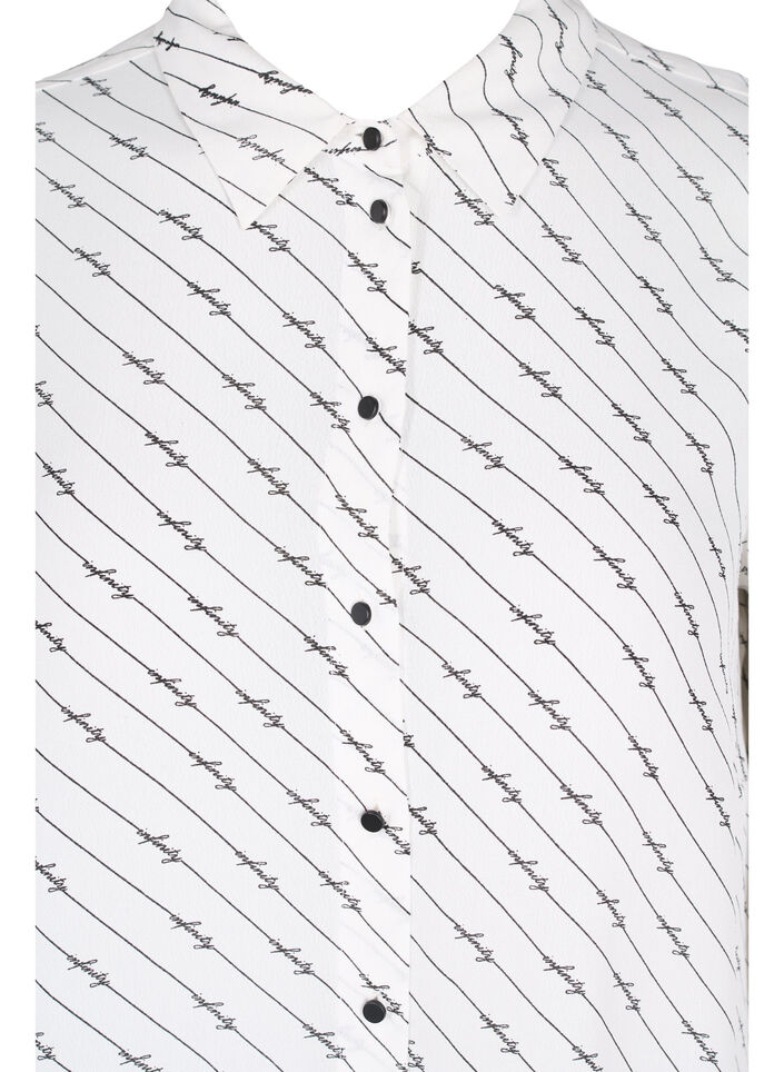 Gestreepte overhemdjurk van viscose, White AOP, Packshot image number 2