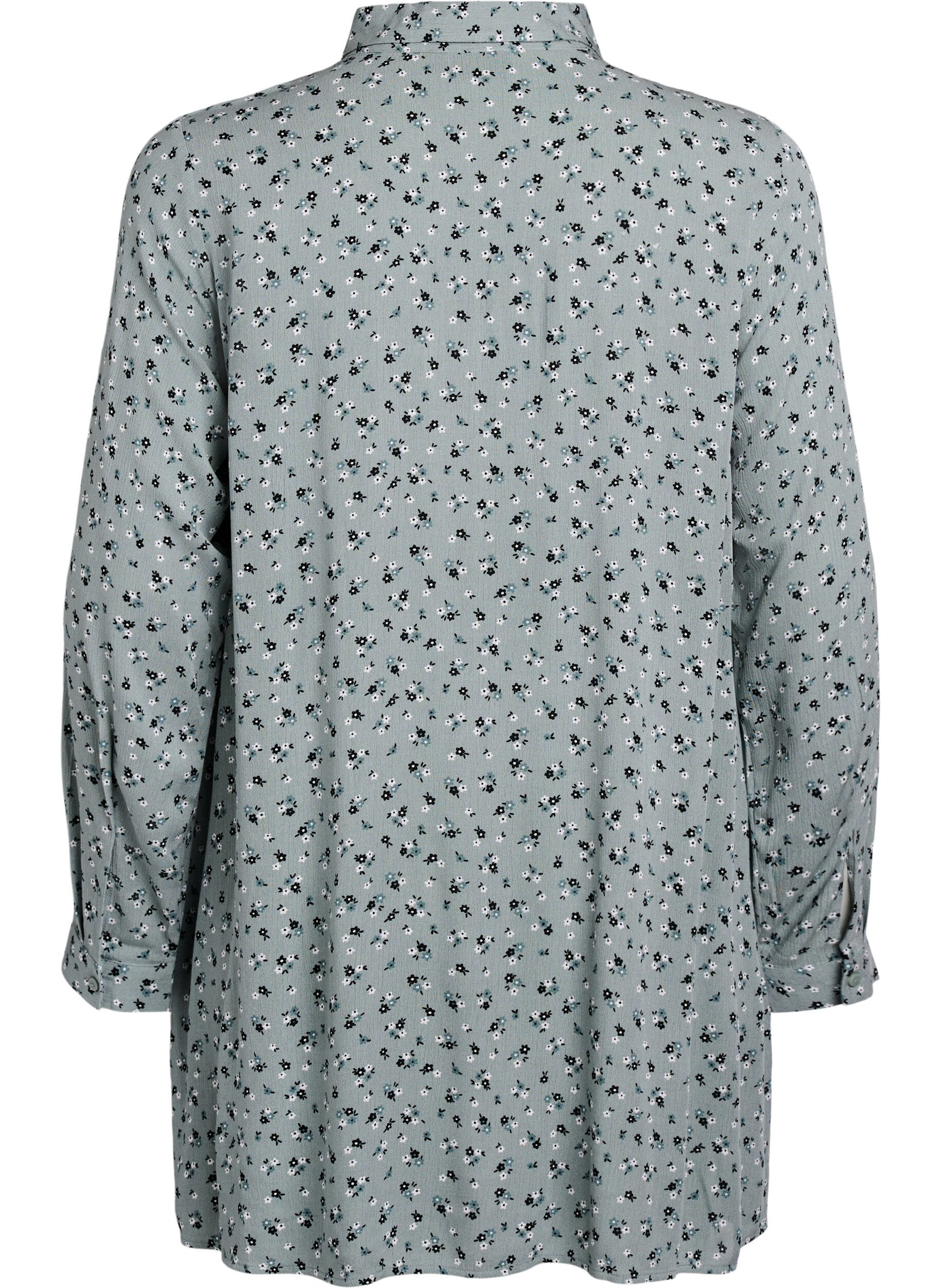 Zizzi Lange blouse met bloemenprint, Groen, Packshot image number 1
