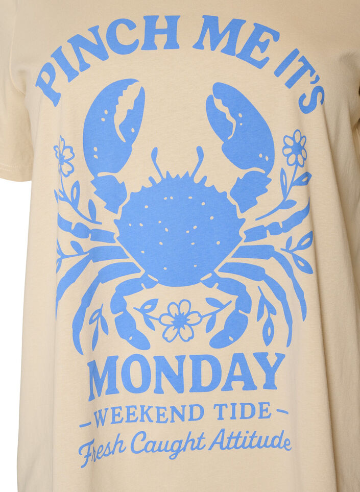 Katoenen T-shirt met print, Beige, Packshot image number 2