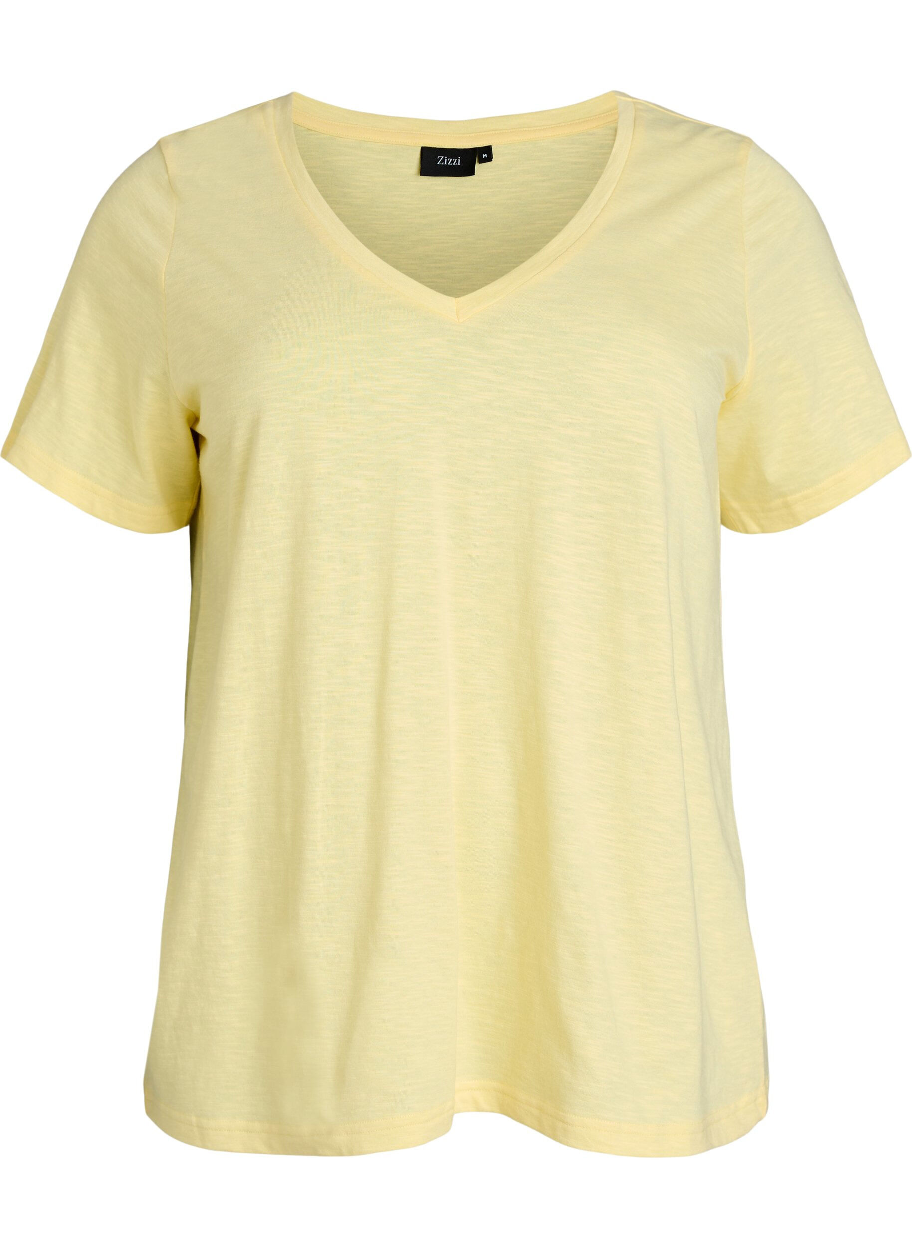 Zizzi Basic t-shirt met korte mouwen en v-hals, Geel, Packshot image number 0
