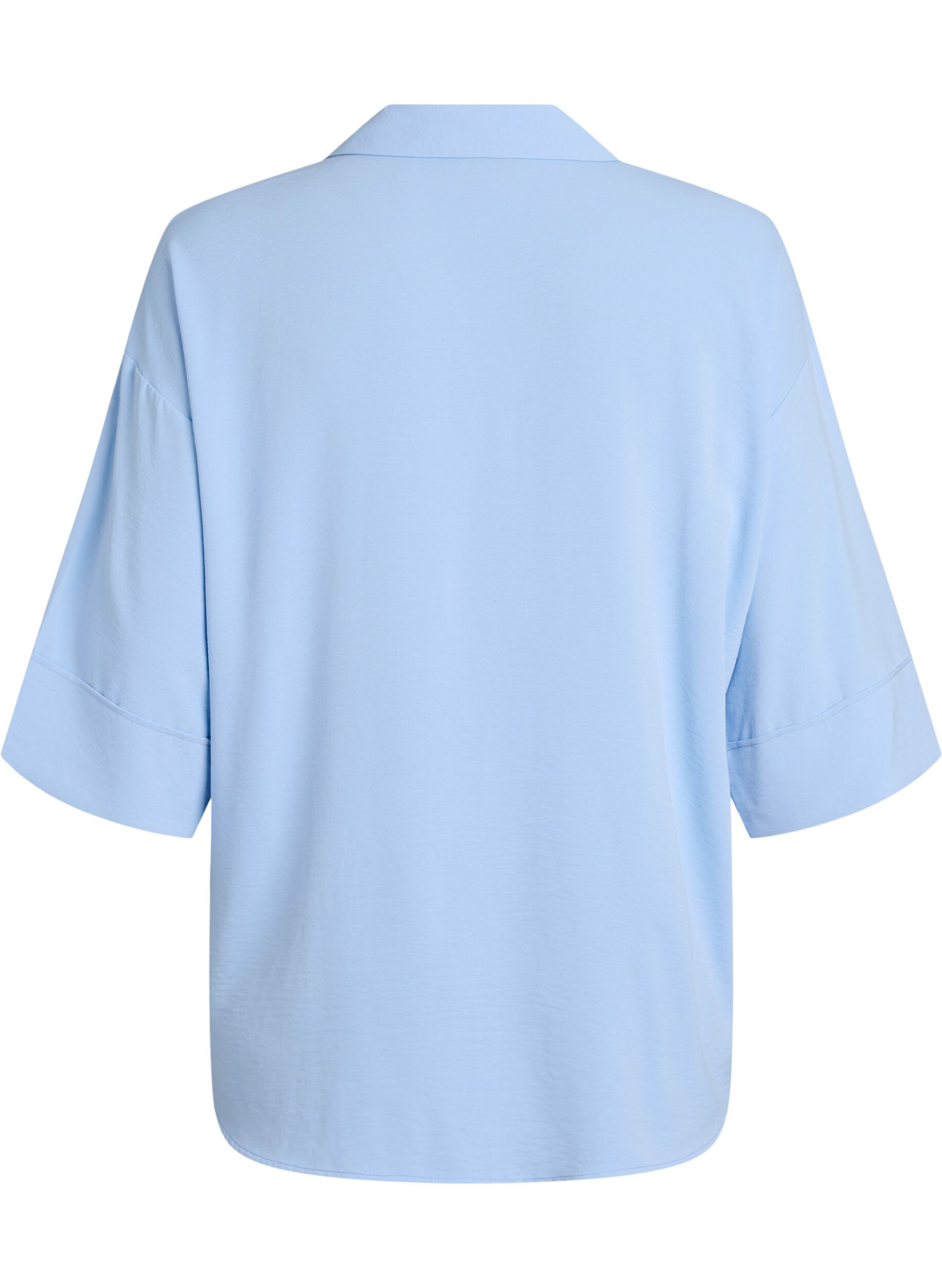 Zizzi Losse shirt met een V-hals en 3/4 mouwen, Blauw, Packshot image number 1