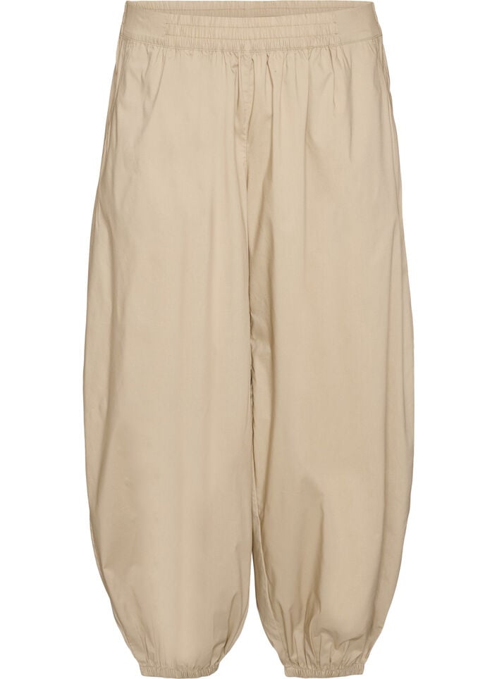 Ballonbroek met zakken en een elastische tailleband, Beige, Packshot image number 0