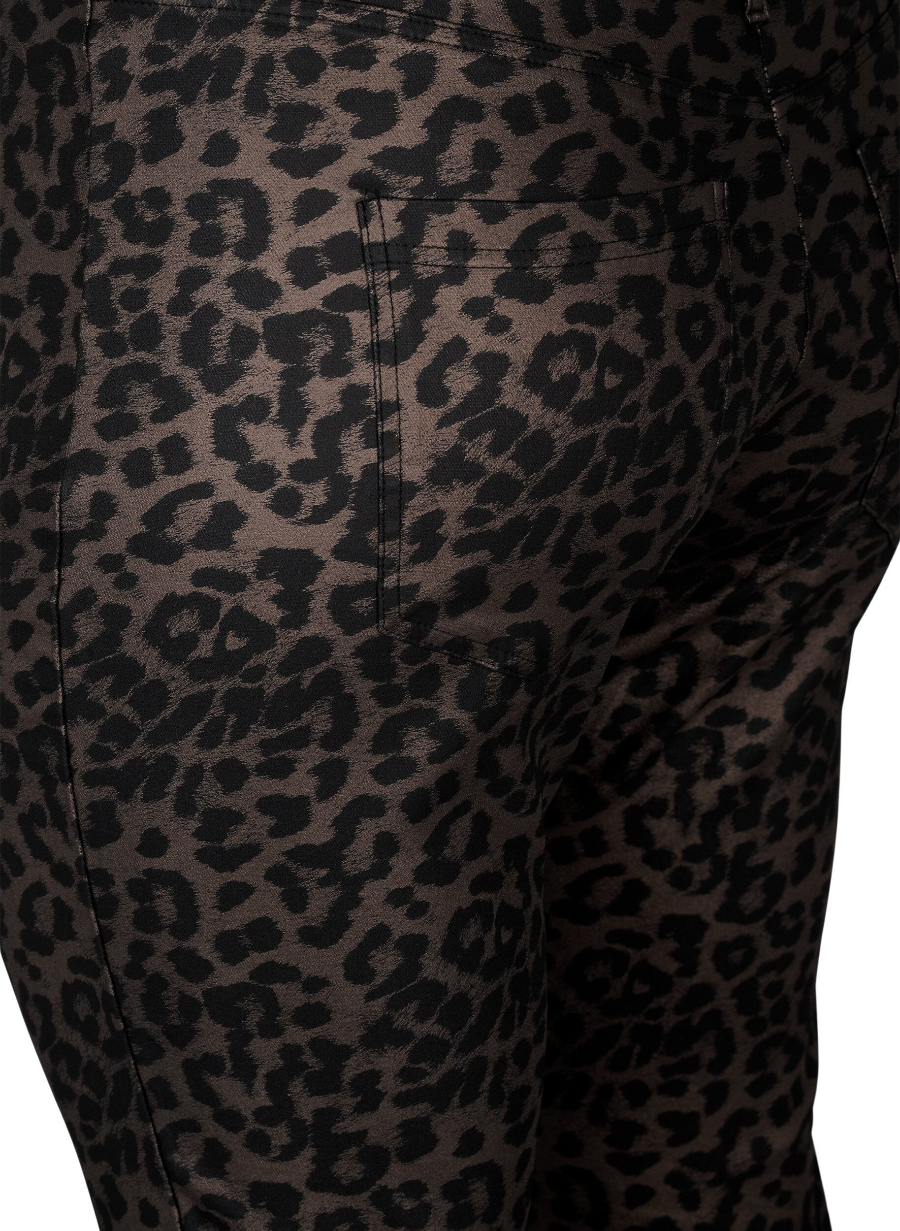 Zizzi Gecoate leggings met luipaardprint en gecropte lengte, Bruin, Packshot image number 3