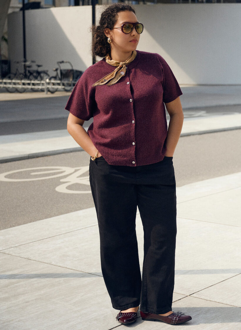 Gebreide kleding vest met korte mouwen, Donker Bordeaux, Image image number 0