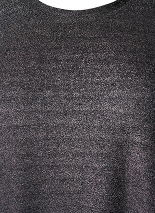 Glitterjurk met 3/4-mouwen en ronde halslijn, Black Silver, Packshot image number 2