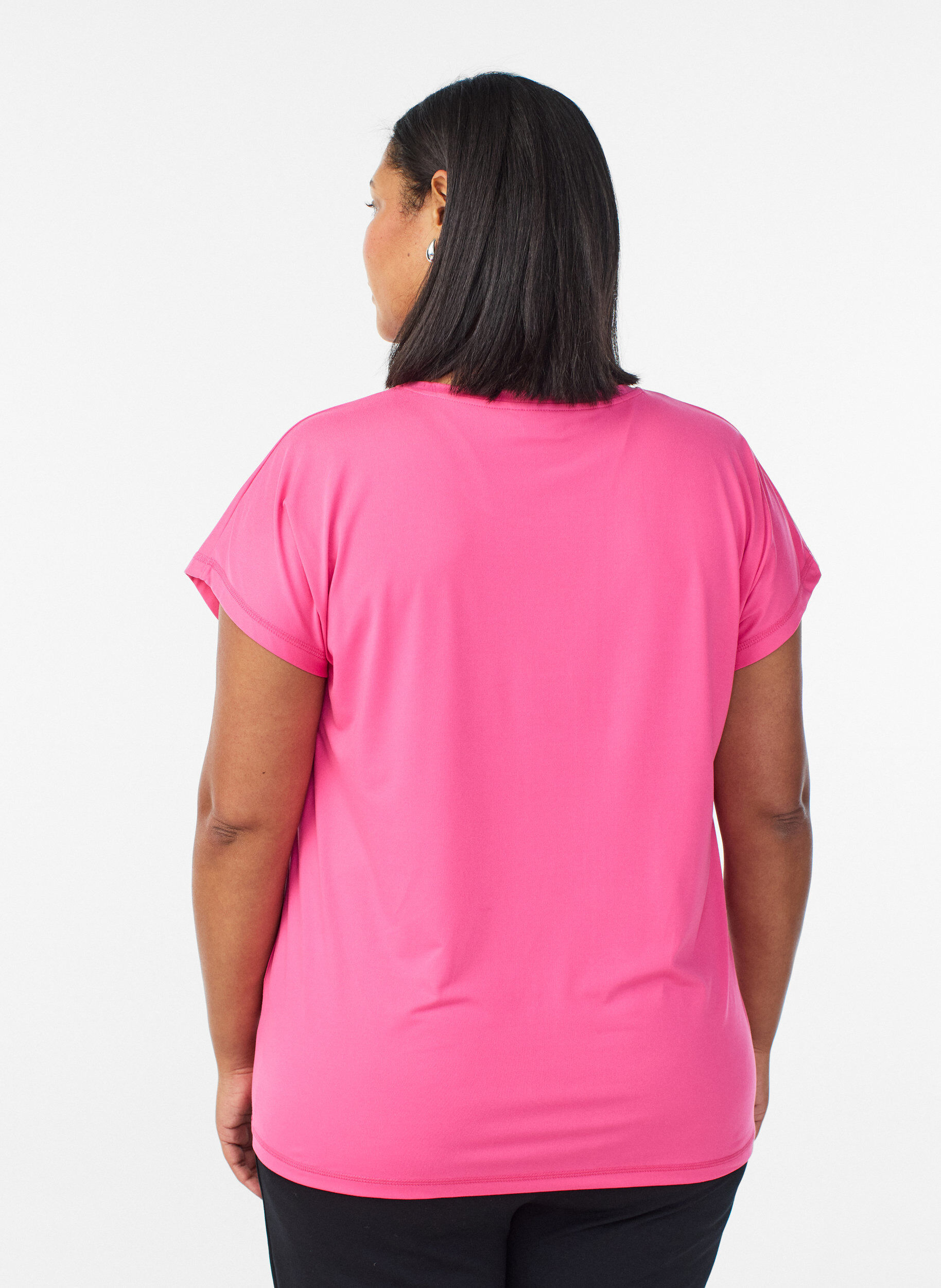 Zizzi Effen gekleurd trainingsshirt, Roze, Model image number 2