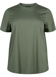 Basic katoenen T-shirt met ronde hals, Groen