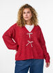 Gebreide cardigan met parelknopen, Rood, Model image number 0