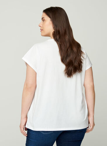 T-shirt met korte mouwen in katoen, Bright White, Model image number 1