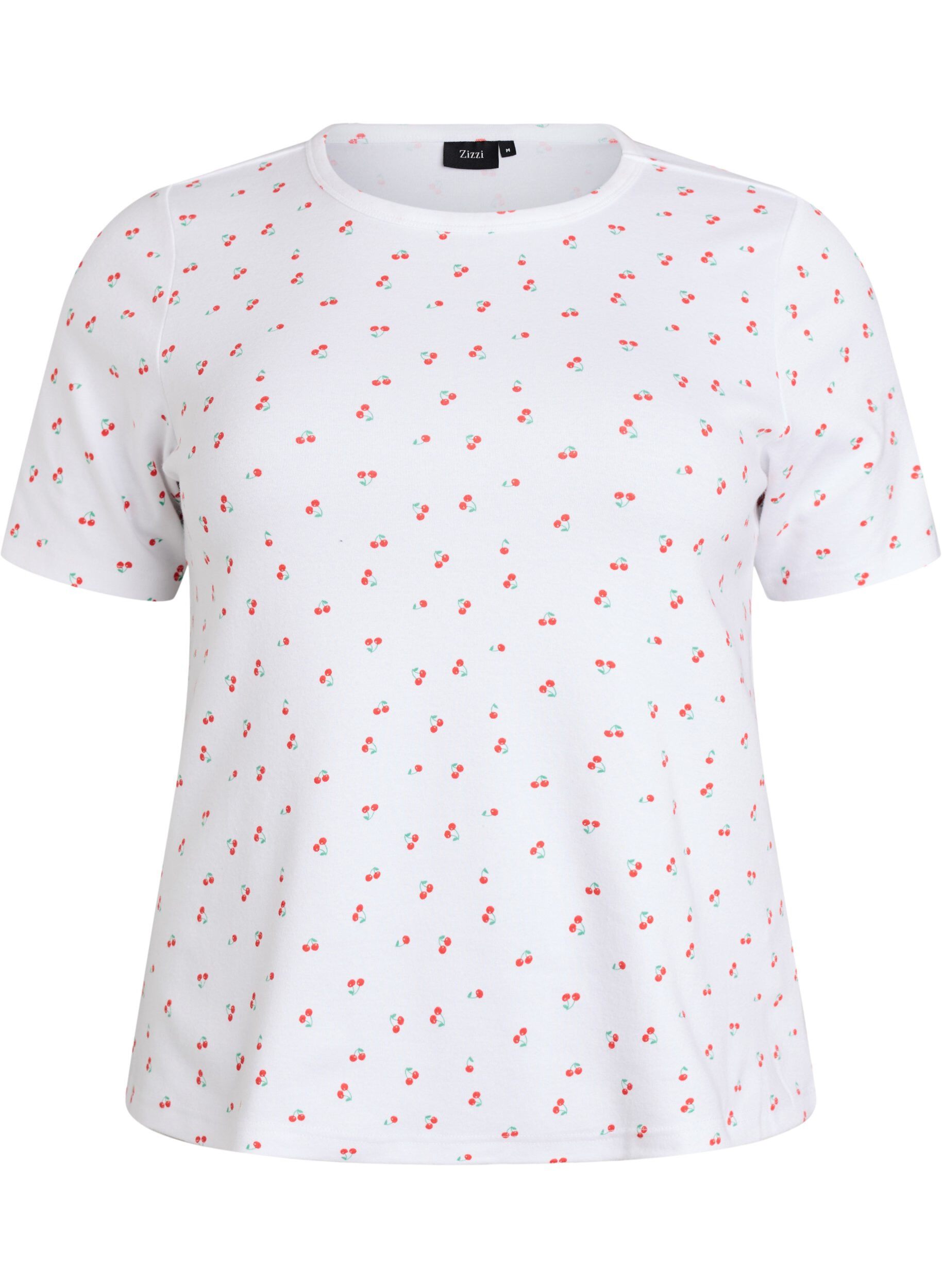 Zizzi Katoenen T-shirt met all-over print, Vanille, Packshot image number 0