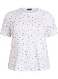 Katoenen T-shirt met all-over print, Vanille