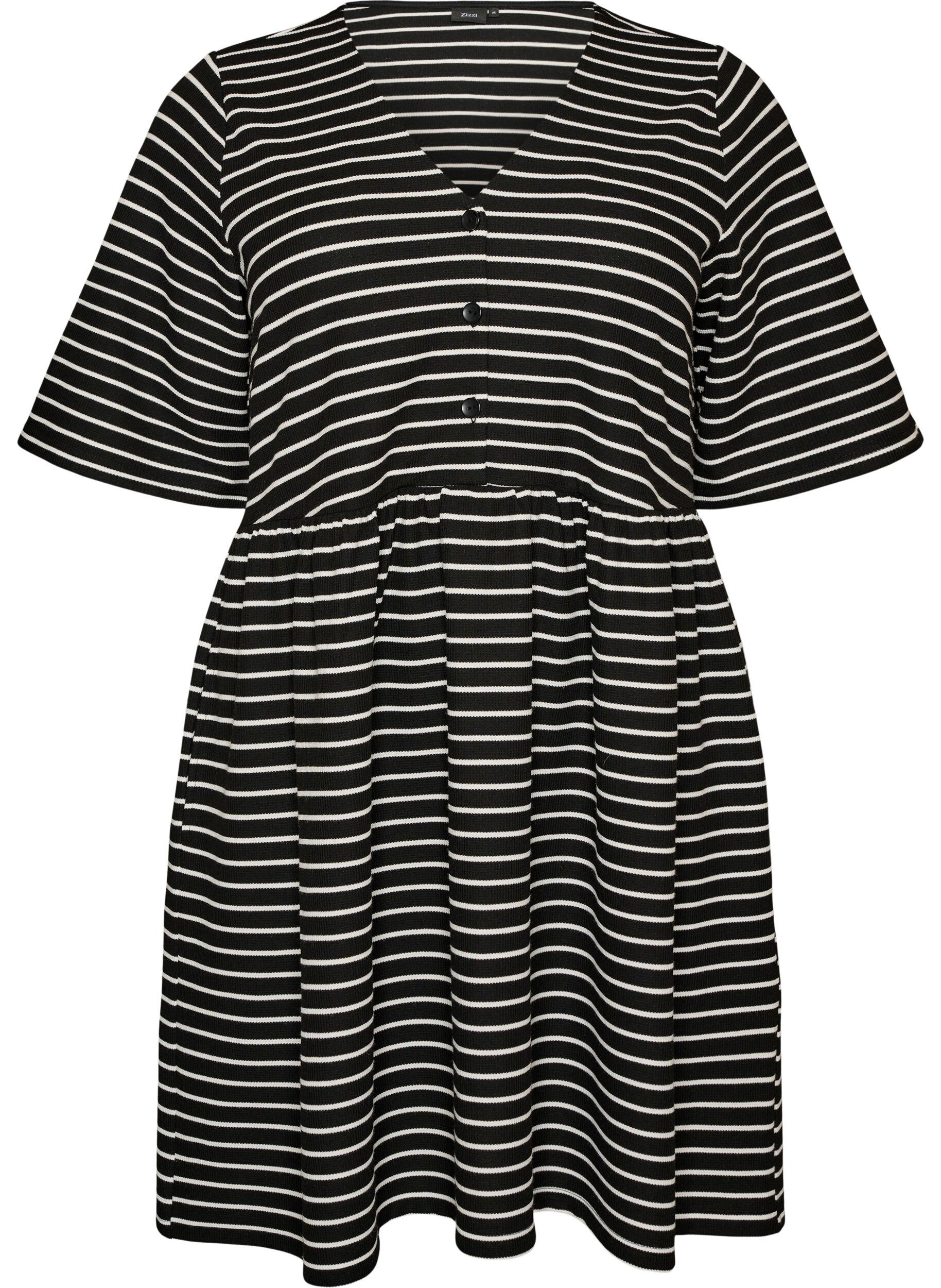 ZizziJurk met een geribde textuur en een empirelijn, Wit, Packshot image number 0