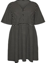 Jurk met een geribde textuur en een empirelijn, Wit