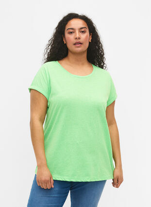 Neonkleurig katoenen T-shirt, Neon Green, Model image number 0