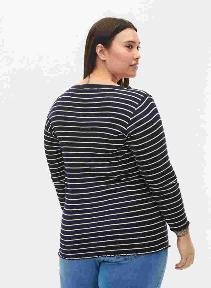 Gestreepte blouse met ronde hals, Night Sky Stripe, Model image number 1