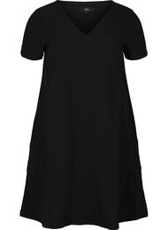 Katoenen jurk met korte mouwen, Black