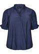 Blouse in een gekreukelde viscosemix met een V-hals, Blauw, Packshot image number 0