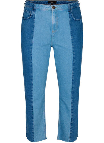 Cropped Vera jeans met colorblock, Blue denim, Packshot image number 0