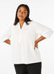 Katoenen blouse met broderie anglaise en 3/4 mouwen, Bright White, Model image number 0