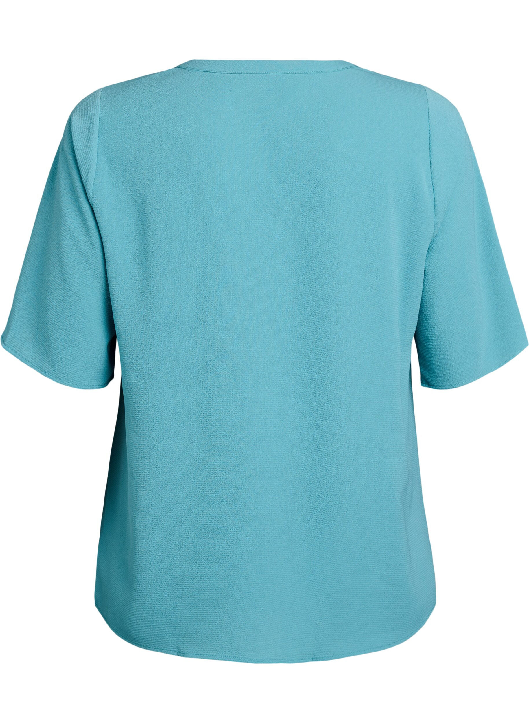 Zizzi Blouse met korte mouwen en V-hals, Groen, Packshot image number 1