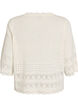 Gebreide blouse met ajourborduursel en mouwen 1/2 lengte, Vanille, Packshot image number 1