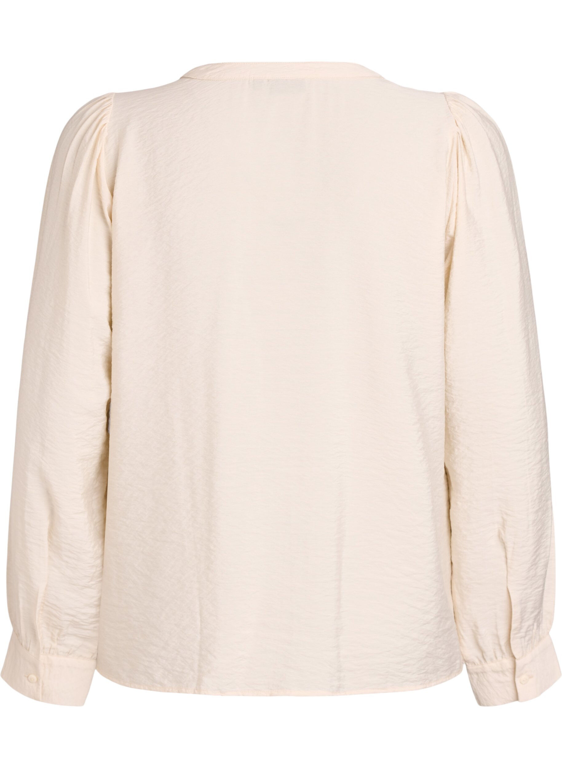 Zizzi Blouse met V-hals en geborduurde banden, Beige, Packshot image number 1
