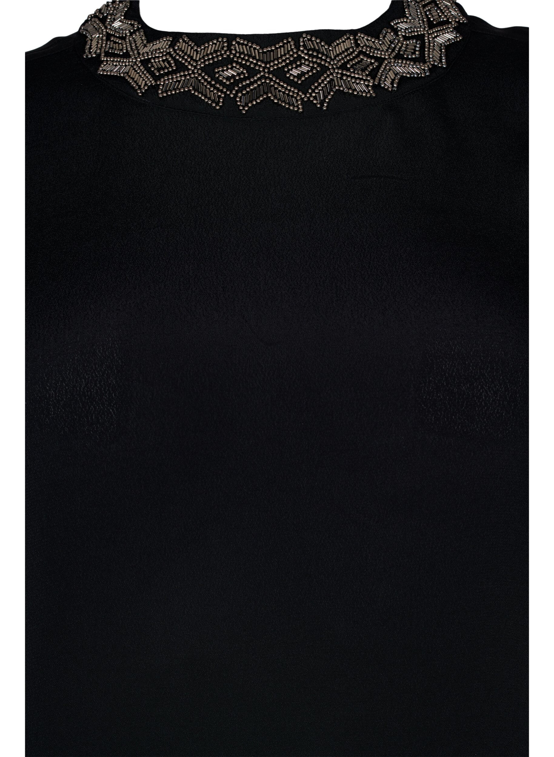 Zizzi Viscose blouse met lange mouwen en parels, Black, Packshot image number 2