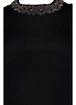 Viscose blouse met lange mouwen en parels, Black, Packshot image number 2