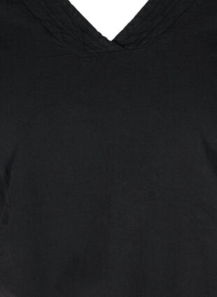 Katoenen top met v-hals en korte mouwen, Black, Packshot image number 2