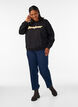 Sweatshirt met boucl&eacute;-tekstmotief, Zwart, Model image number 1