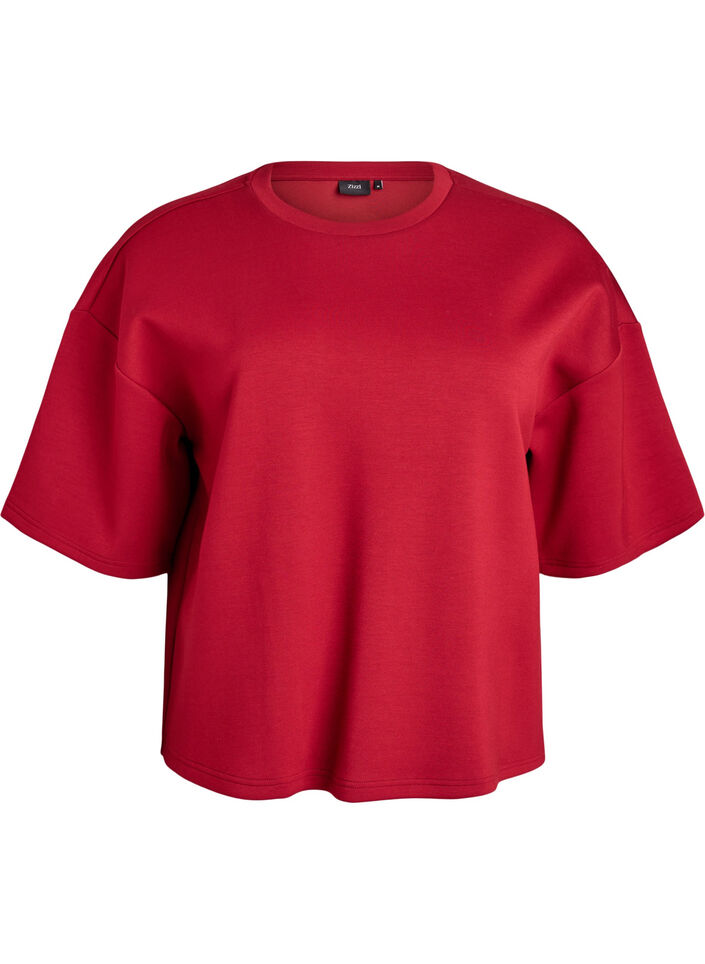 Korte loose-fit T-shirt in modalblend, Rood, Packshot image number 0