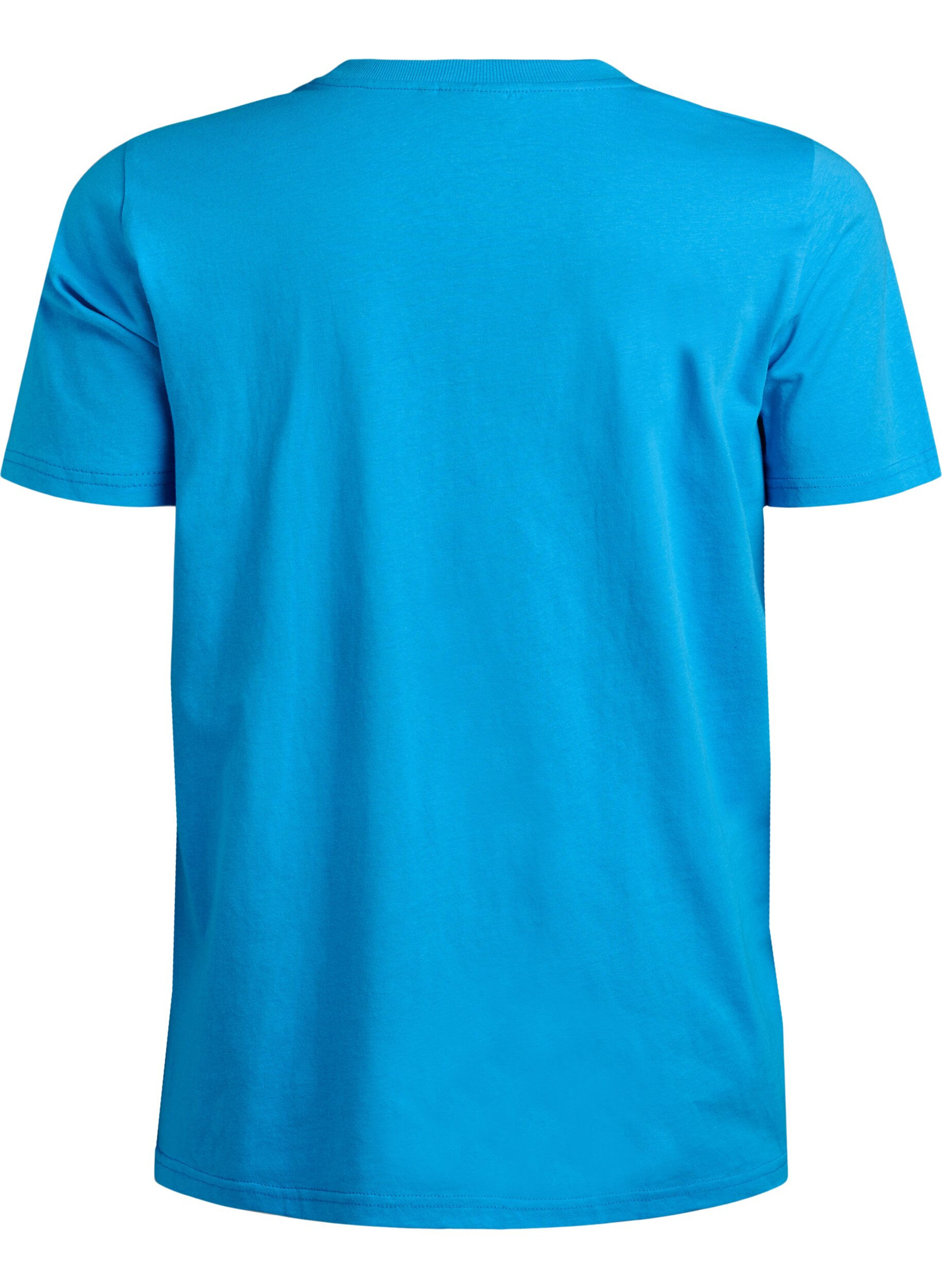 Zizzi Basic katoenen T-shirt met ronde hals, Blauw, Packshot image number 1