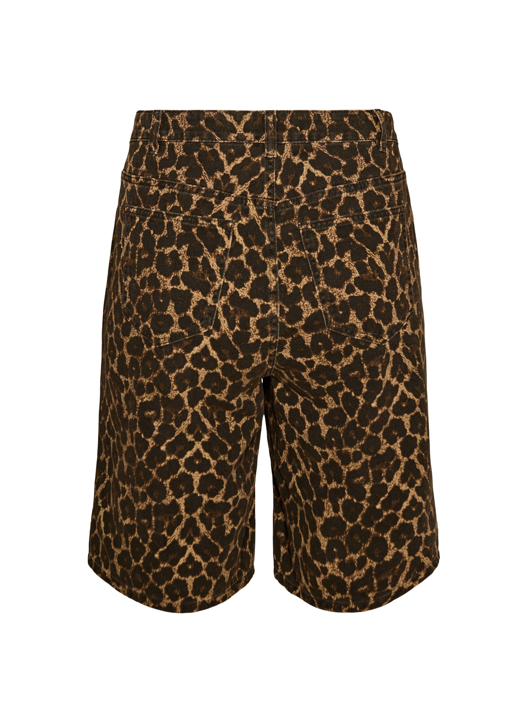 Zizzi Luipaardprint denim bermuda shorts, Bruin, Packshot image number 1