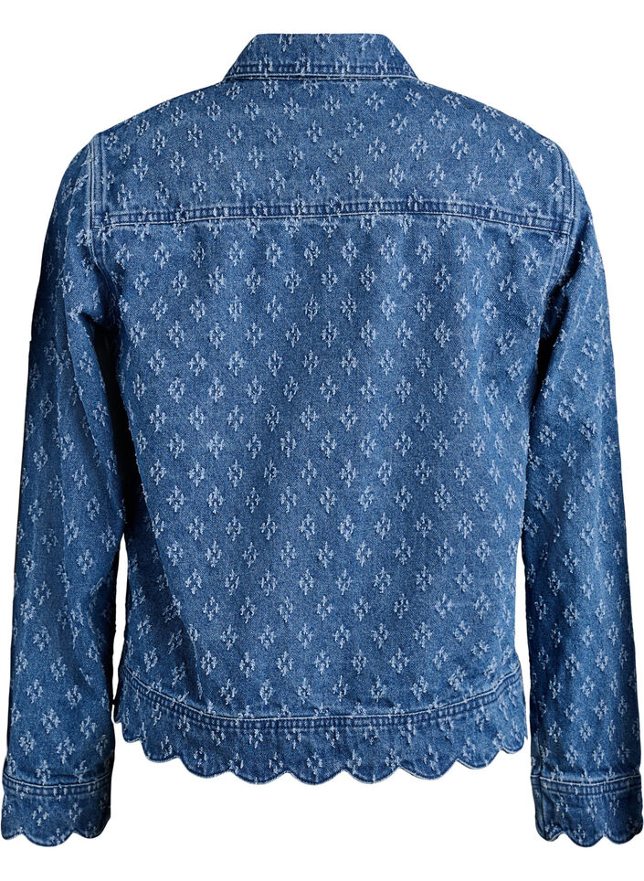 Denimjack met een versleten patroon, Blauw, Packshot image number 1