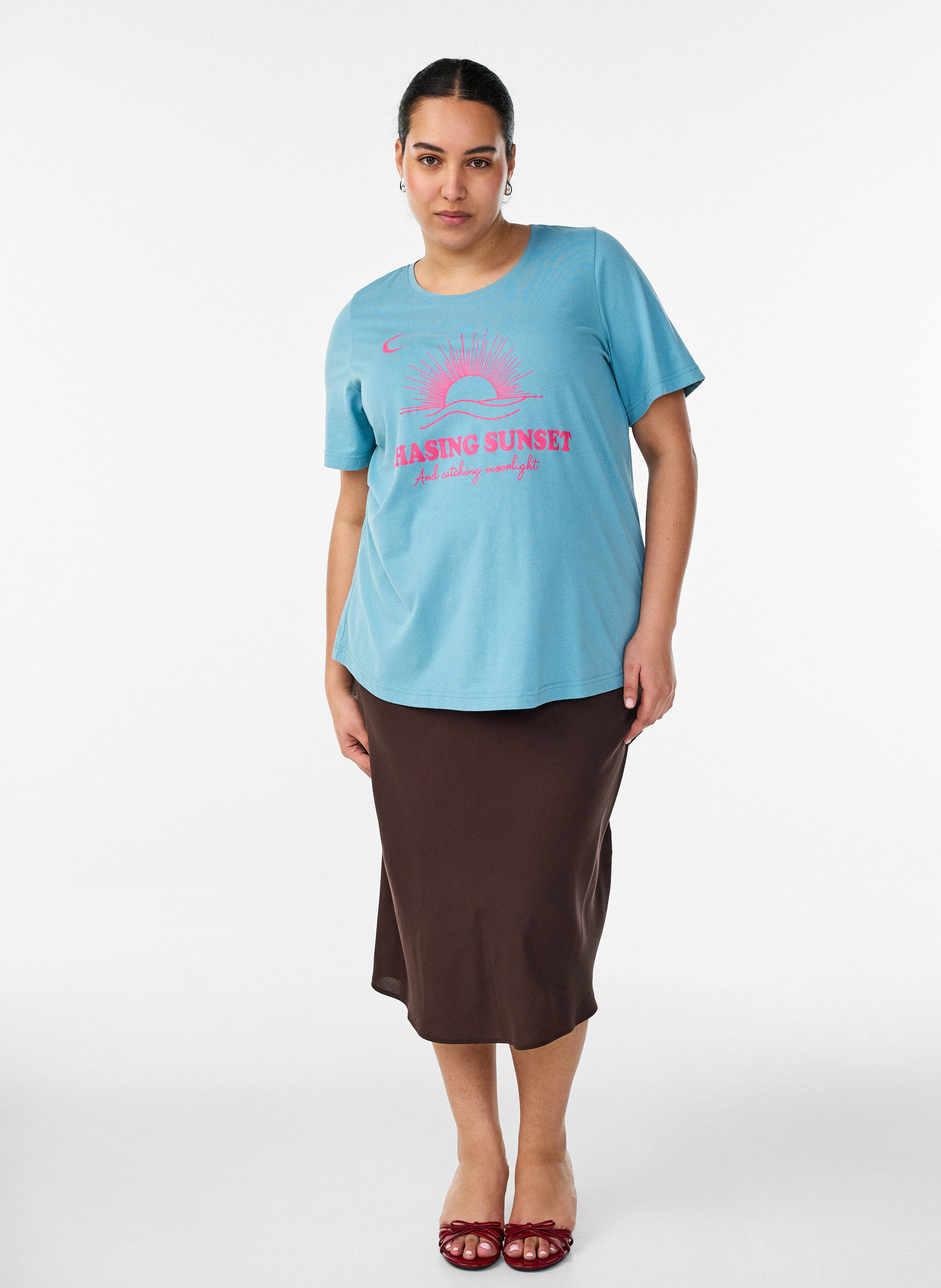 ZizziT-shirt met motief, Blauw, Model image number 1