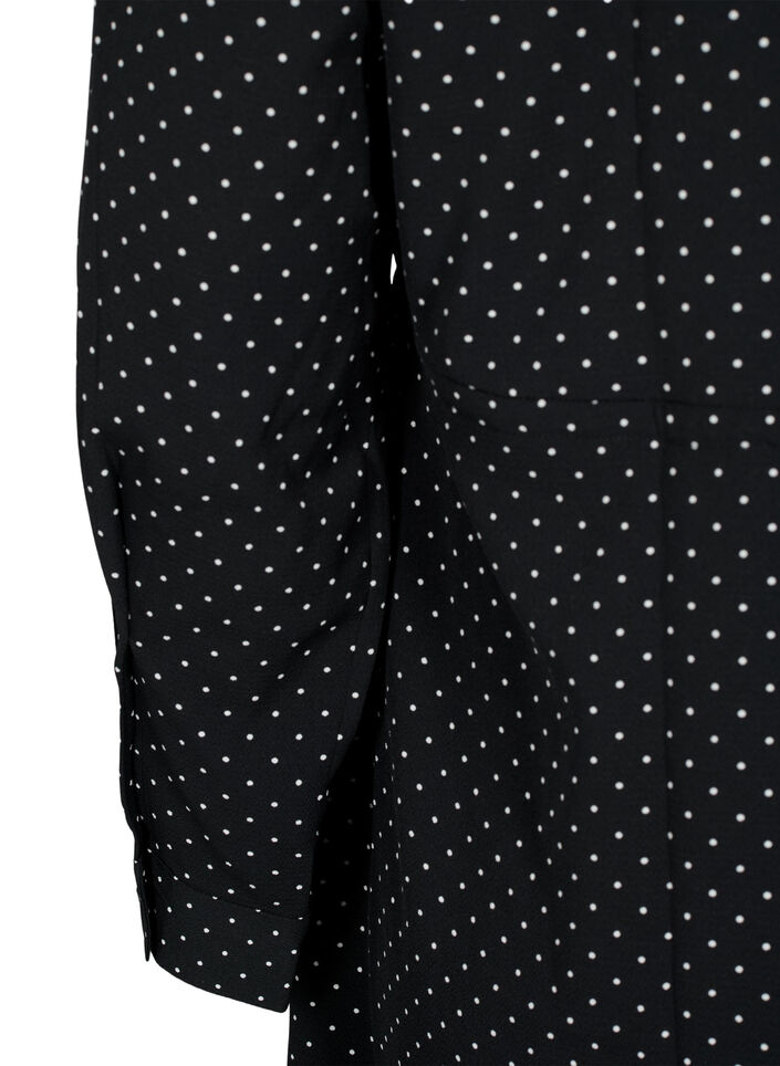 Bedrukte jurk met koord in de taille, Black Dot, Packshot image number 2