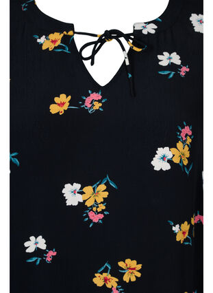 Midi-jurk met print in 100% viscose, Black Flower, Packshot image number 2