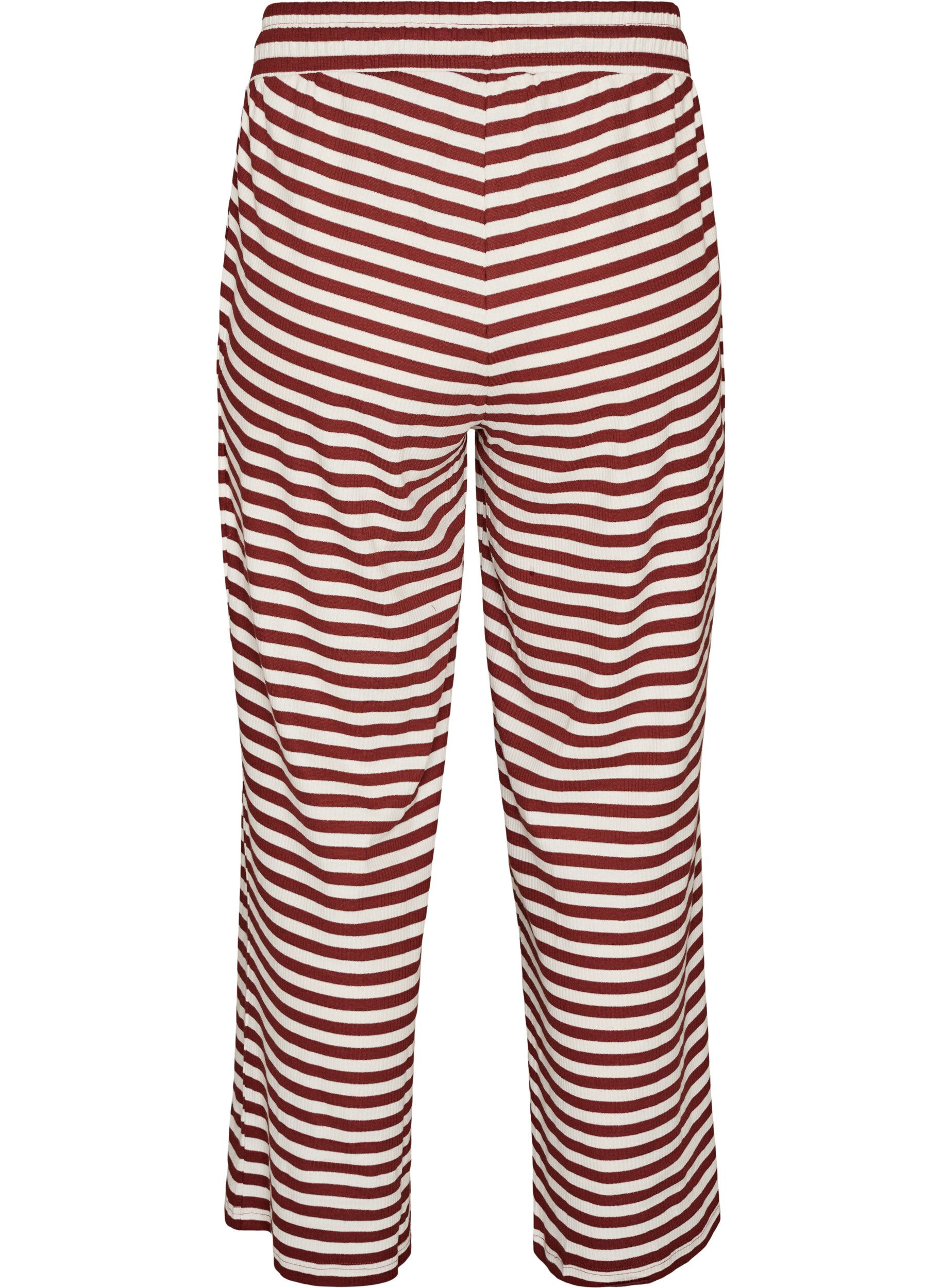 Zizzi Gestreepte pyjamabroek met een high waist en wijde pijpen, Rood, Packshot image number 1