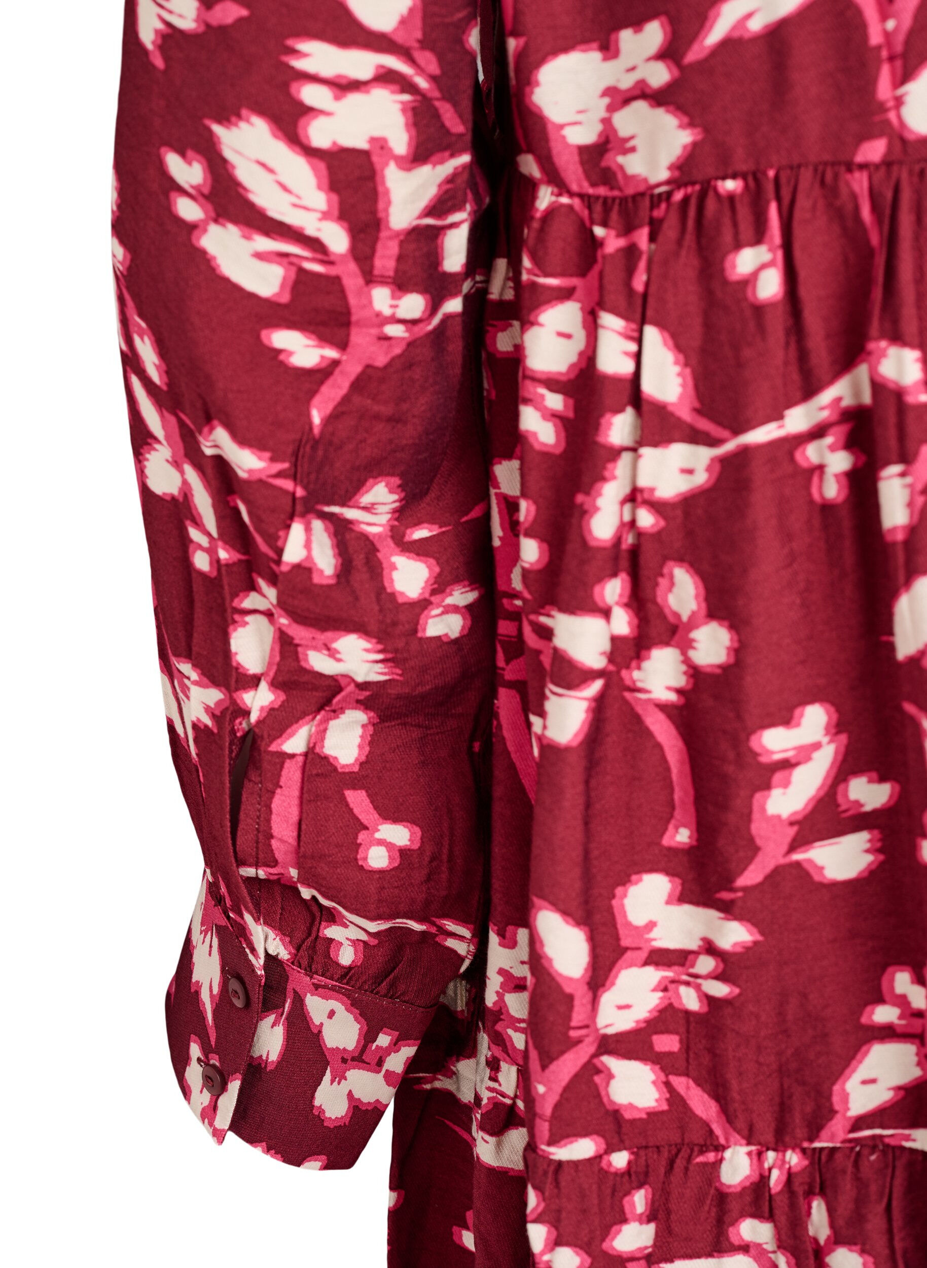 Zizzi A-lijn jurk met ruchekraag, Rood, Packshot image number 3