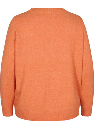 Kort gebreid vest met contrasterende knopen, Mandarin Orange Mel, Packshot image number 1