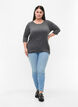 Gestreepte blouse met 3/4 mouwen, Dark Grey Melange, Model image number 2