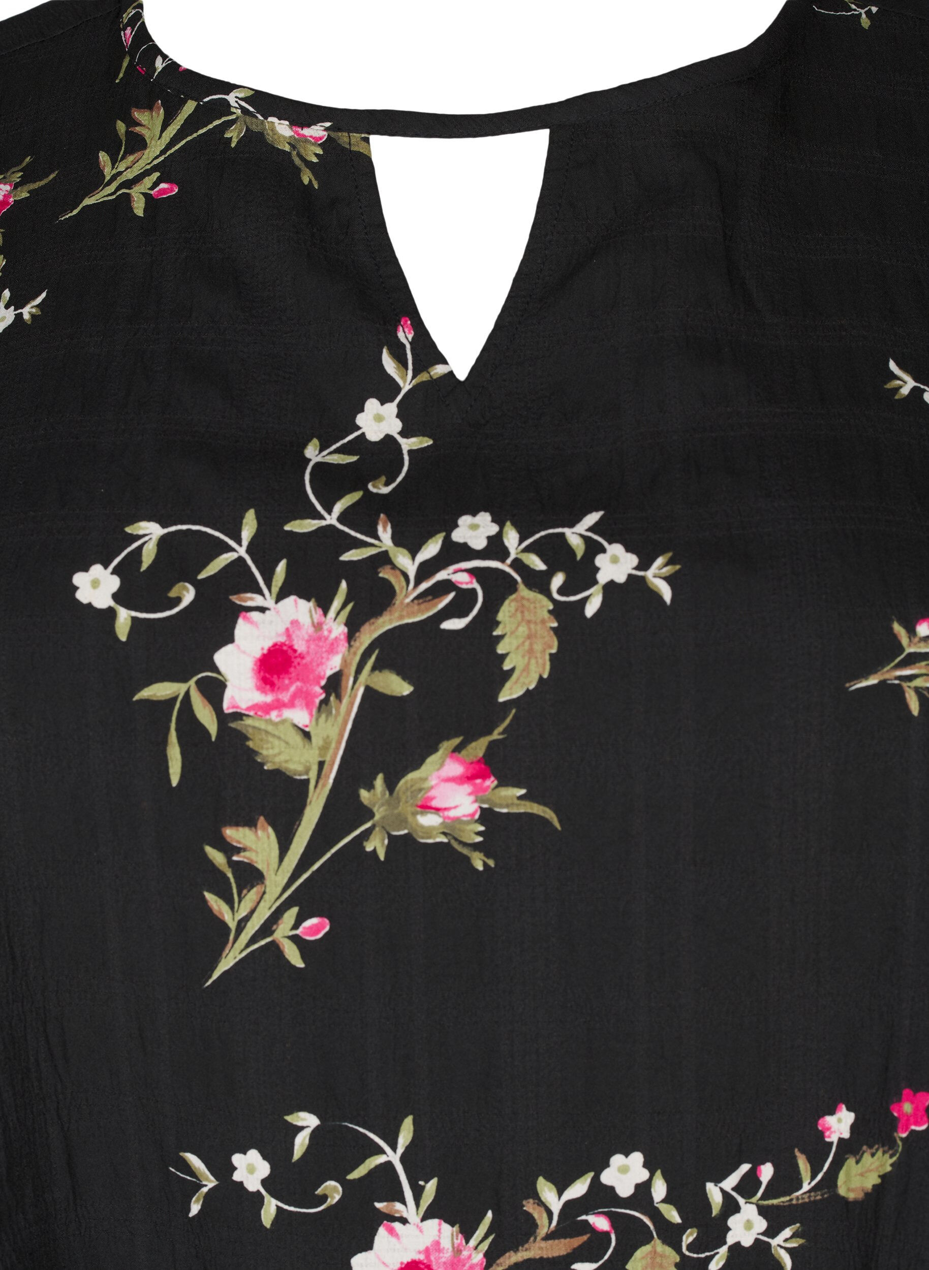 Zizzi Blouse met lange mouwen en bloemenprint, Zwart, Packshot image number 2