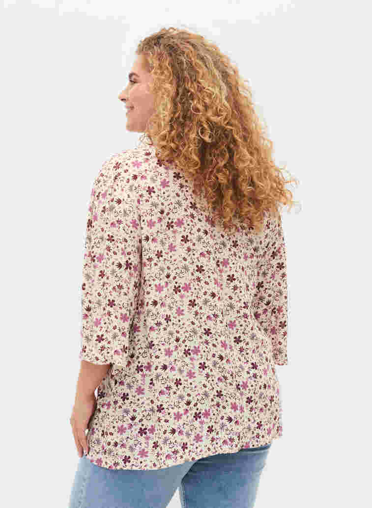 Viscose blouse met bloemenprint, White Flower, Model image number 1