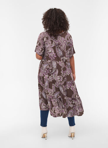 Viscose jurk met print en korte mouwen, Bracken Paisley, Model image number 1